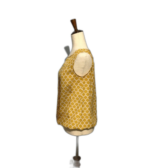 Loft XS Yellow Geometric Sleeveless Top Elastic Waist - Picture 5 of 10